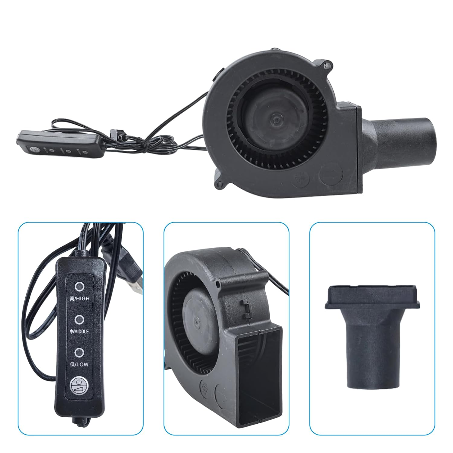 5V USB Blower Cooling Fan, Computer Case USB Blower Fan with Three Speed Control Blower Fan Dual Ball Bearing for PC Electronics 3D Printer image number 5