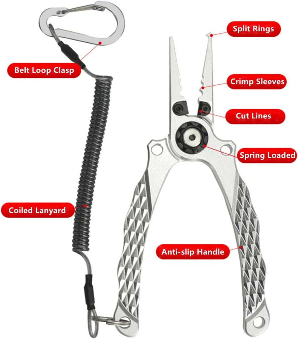 Fishing Pliers, Multi-Function Fishing Pliers Hook Remover Split Ring,Fly Fishing Tools Set,Ice Fishing,Fishing Gear,Fishing Gifts for Men