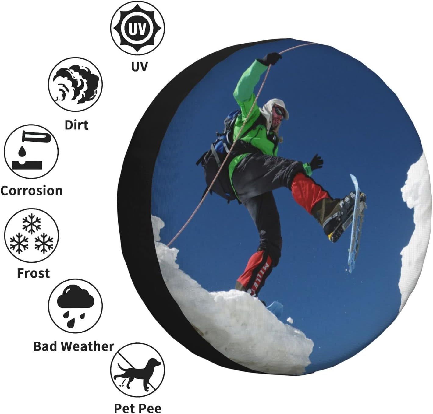 Custom Spare Tire Cover Personalization, Polyester Waterproof Sunscreen Wheel Tire Protectors, Add Photos Text Logo Tire Cover Compatible with Jeep Rv Trucks SUV Trailer and Many Other Vehicles (17") image number 3