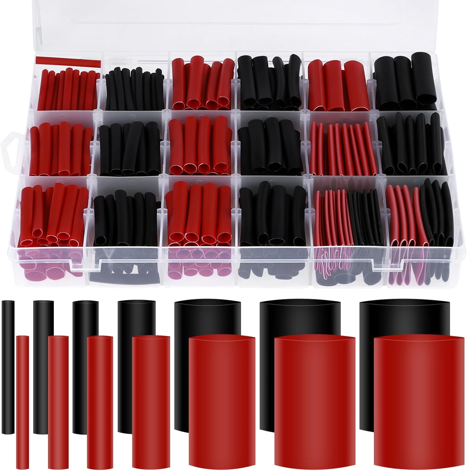 400Pcs Heat Shrink Tubing Kit Waterproof Wire Shrink Wrap Tubing 3:1 Ratio Adhesive Lined Marine Grade Double Wall Shrink Wrap Assorted Kit Insulated Electrical Cable Wrap 7 Sizes image number 3