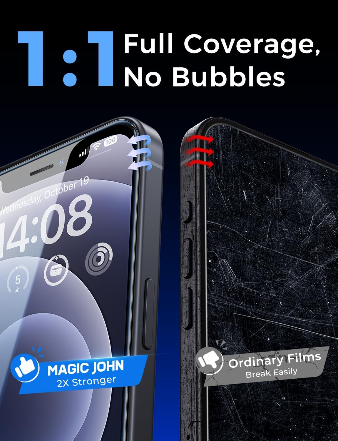 MAGIC JOHN 2 Pack for Iphone 12/Iphone 12 Pro 6.1 Inch Tempered Glass Screen Protector, Auto Dust-Elimination Installation, Bubble Free, HD Clear, Easy Installation image number 4