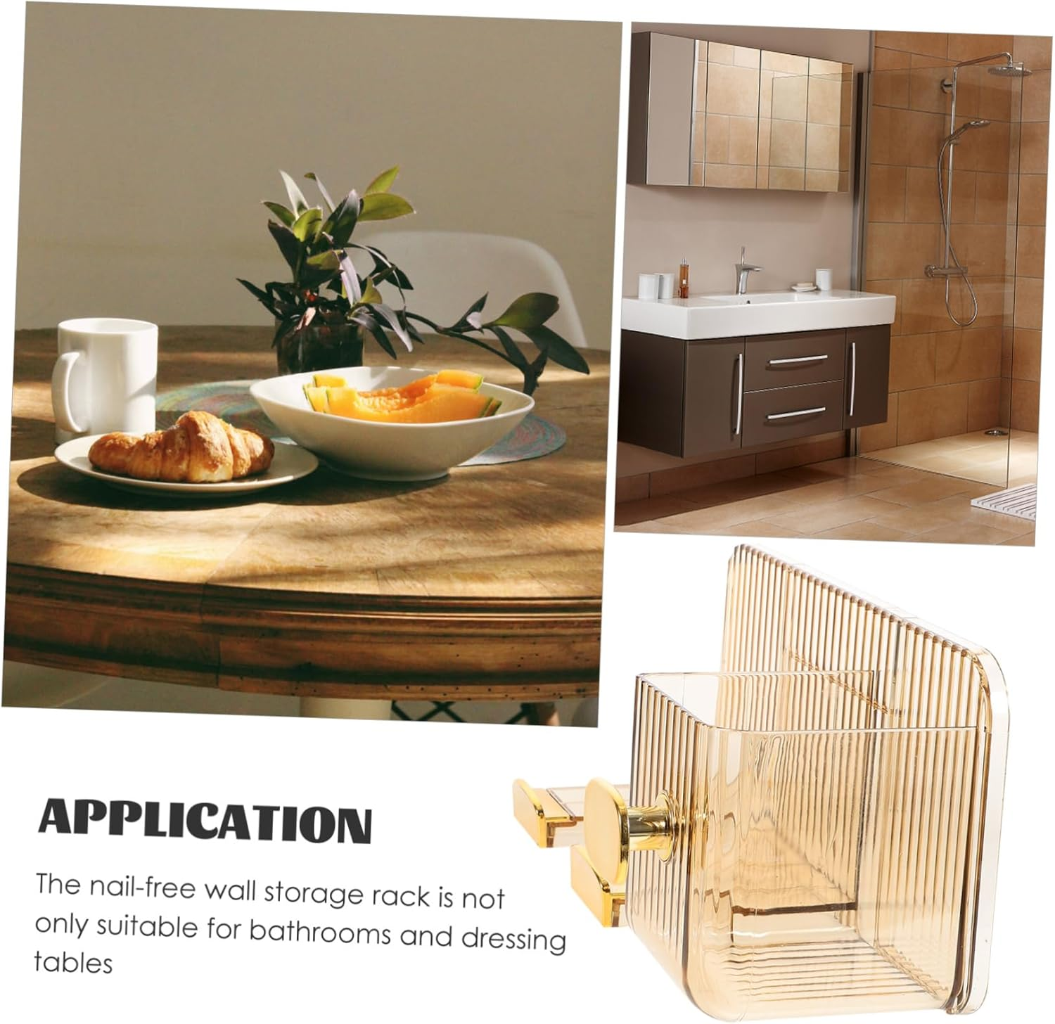 Beavorty Hair Dryer Storage Rack Hair Dryer Holder Wall-Mounted Bathroom Organizer - Transparent image number 3