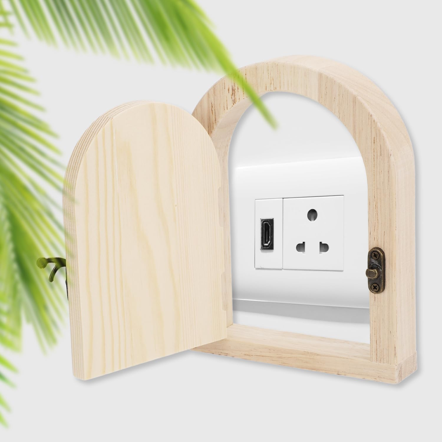 Fairy Door Outlet Covers, Wooden Fairy Outlet Covers with Door Artistic Fancy Romantic Fairy Door Outlet Cover Plate for Children Pet Proofing image number 3