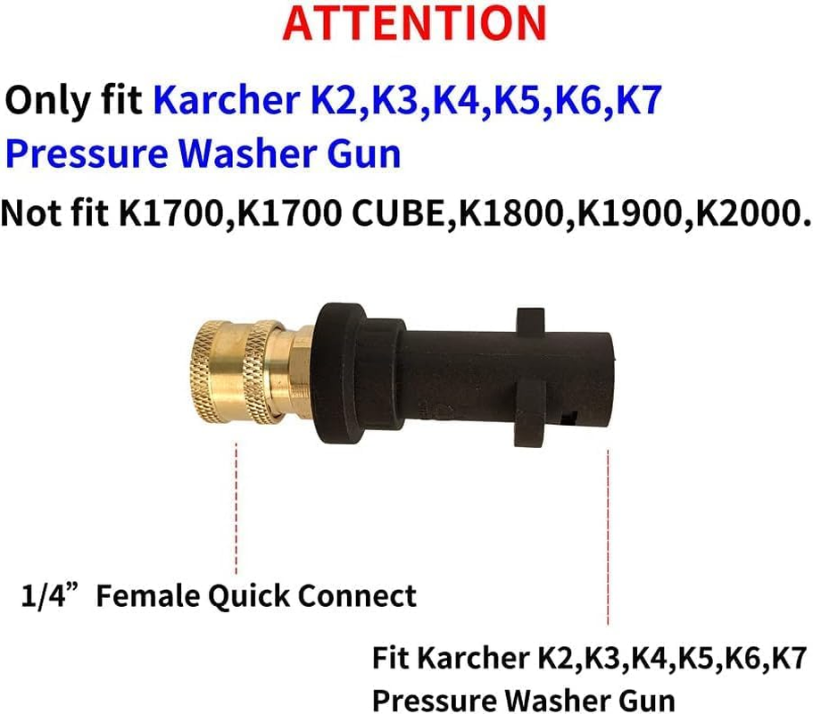 Xkey Pressure Washer Gun Adapter, 1/4" Spray Nozzle Tips Sets Brass Female Quick Connector for Karcher K2 K3 K4 K5 K6 K7 image number 6