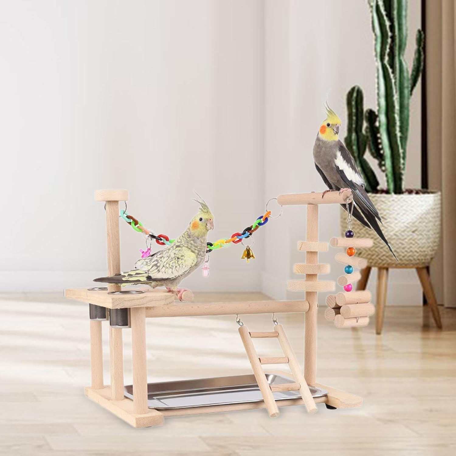 Fzaqwen Parrot Bird Playground Parrot Playstand for Cockatiel Small Parakeets Macaws image number 5