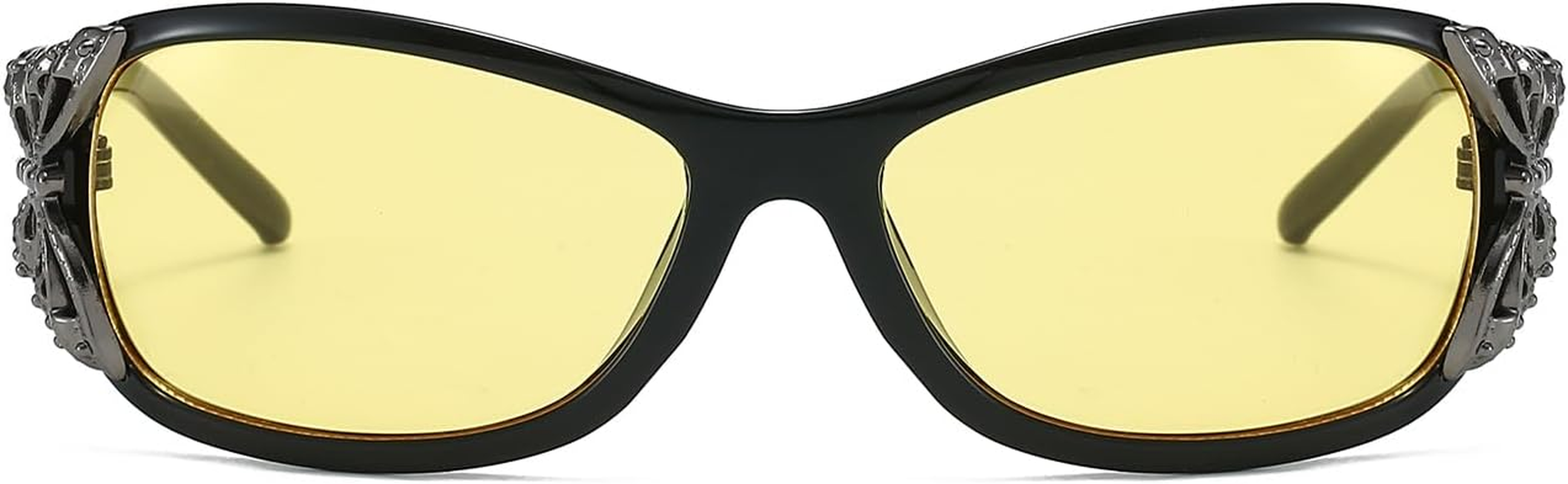 LJCZKA Wrap around Y2K Sunglasses for Women Oversized Butterfly Glittering Sun Glasses Vintage Shield Shades UV400 Protection image number 5