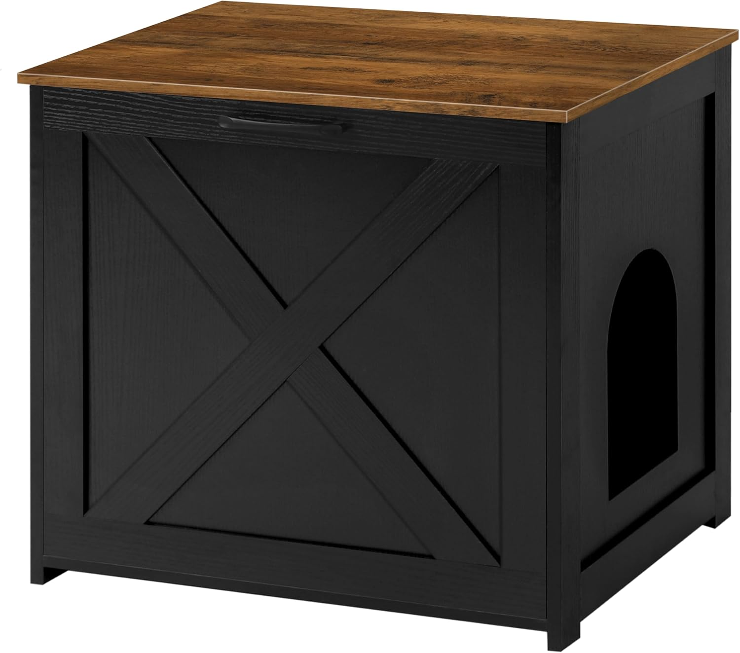 Dwanton Cat Litter Box Furniture Hidden, Cat Litter Box Enclosure, Reversible Entrance Can Be on Left or Right Side, Indoor Cabinet, Wooden Washroom, End Table, White and Rustic Brown, 23.6" L