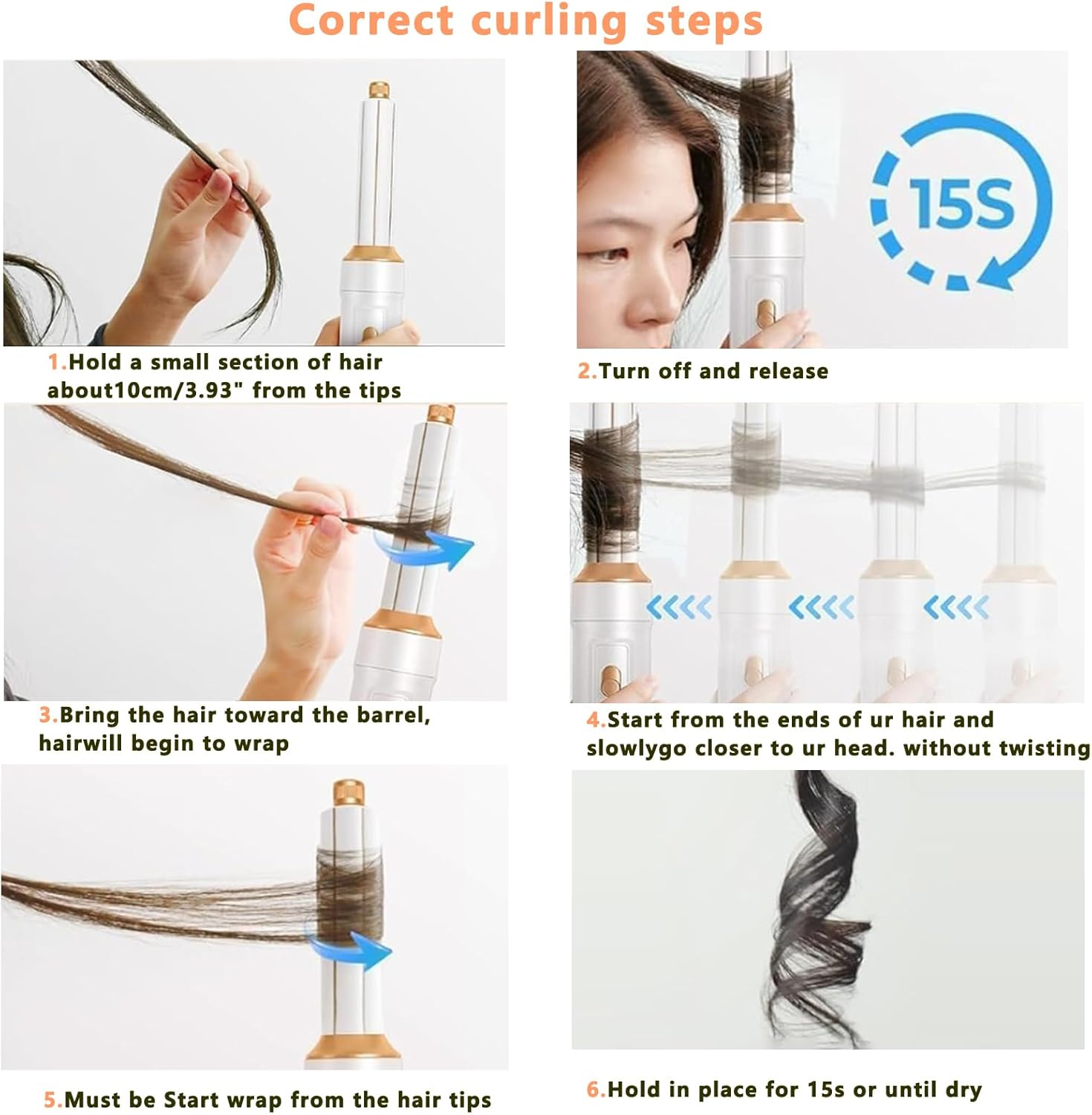 Wisbtyco Air Styler 5-In-1 Hair Styling Brush Set,Au Plug, Air Wrap Detachable Tools for Curling, Volumizing, Straightening Premium White Gold Tools Kit,Thermal Brush for All Hair Types image number 6