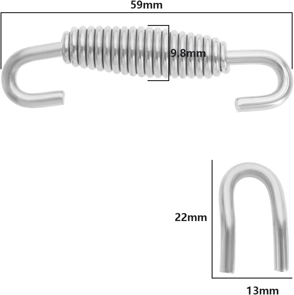 4 Sets Muffler Springs Kits 59Mm Stainless Exhaust Springs with 22X13Mm Welding Fasteners for Universal Motor Exhaust Pipe Hooks Stainless Steel image number 1
