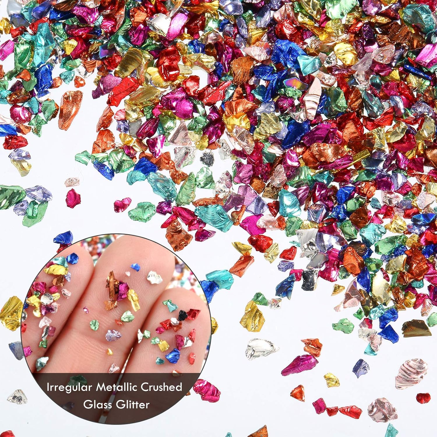 36 Pack Crushed Glass Glitter, Broken Crushed Glass Pieces for Craft Resin Nail DIY Craft Vase Filler Epoxy Resin Art Jewelry Making