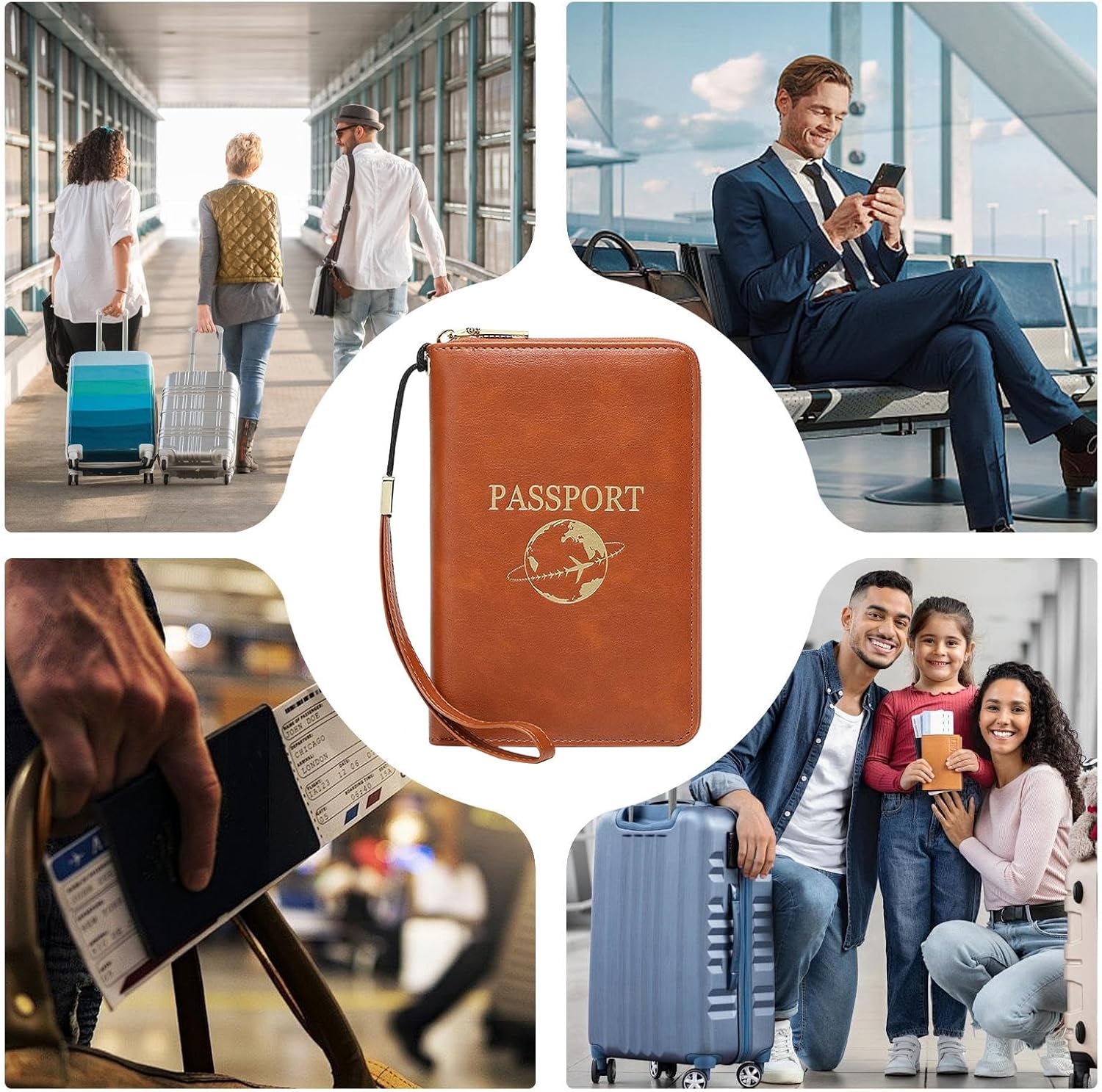 Wisylizv Passport Case - PU Waterproof and Blocking - Passport Book Holder Travel Bag - Suitable for Men and Women Suitable for Cash Tickets Boarding Passes Travel Cruises image number 2