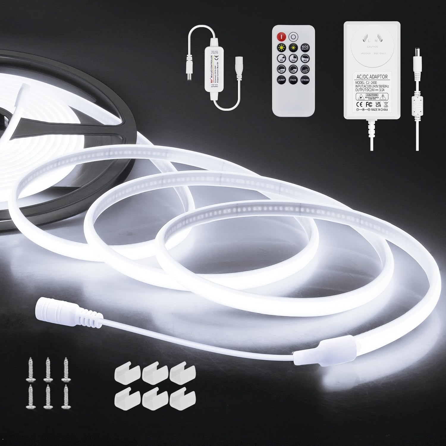 ALITOVE 32.8Ft Outdoor COB LED Lights Waterproof Dimmable Warm White Neon LED Strip Lights Kit Surper Bright 3200LED Continuous 10M Rope Light for Home Accent Lighting Christmas Holiday Decoration