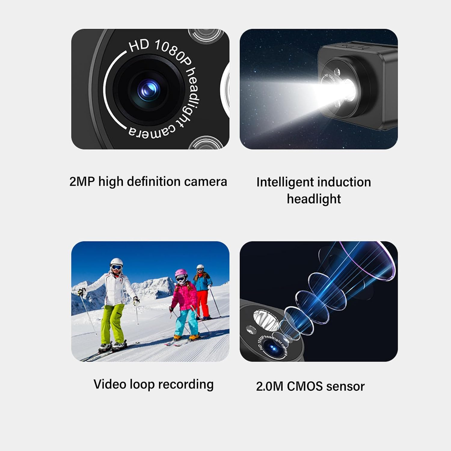 LICAEVEY Mini Head-Mounted Action Camera, 1080P 45 Deg Adjustment Smart Sensing with LED Headlamp Sport Camera for Outdoor Sports Traveling image number 4