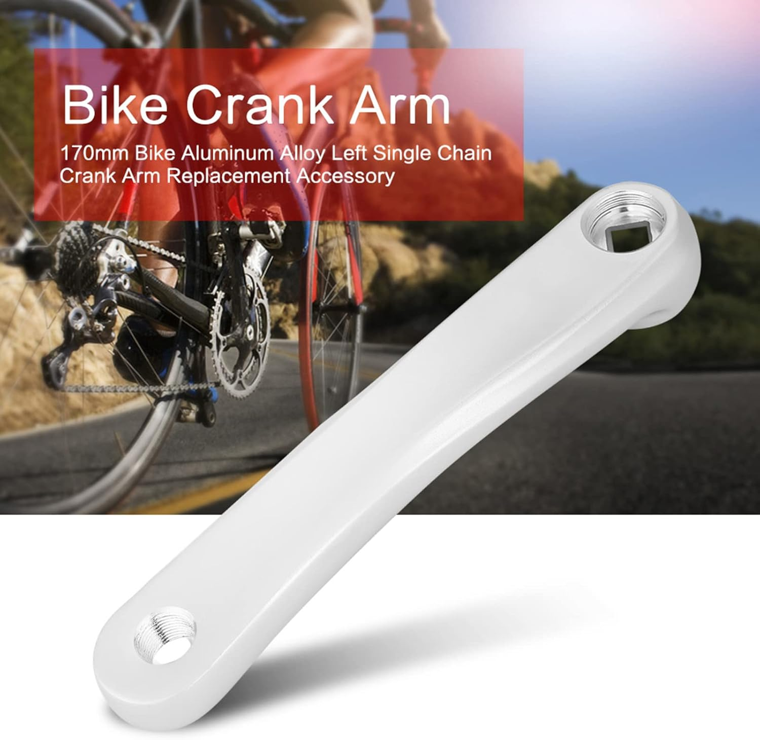 Bicycle Crank Arm, 170Mm Bike Crank Leg Left Aluminum Alloy Single Speed Crankset for Bicycle Mountain Road Bike Bikes Part Bike Crank Leg, Square Rhombic Hole (Sliver1)