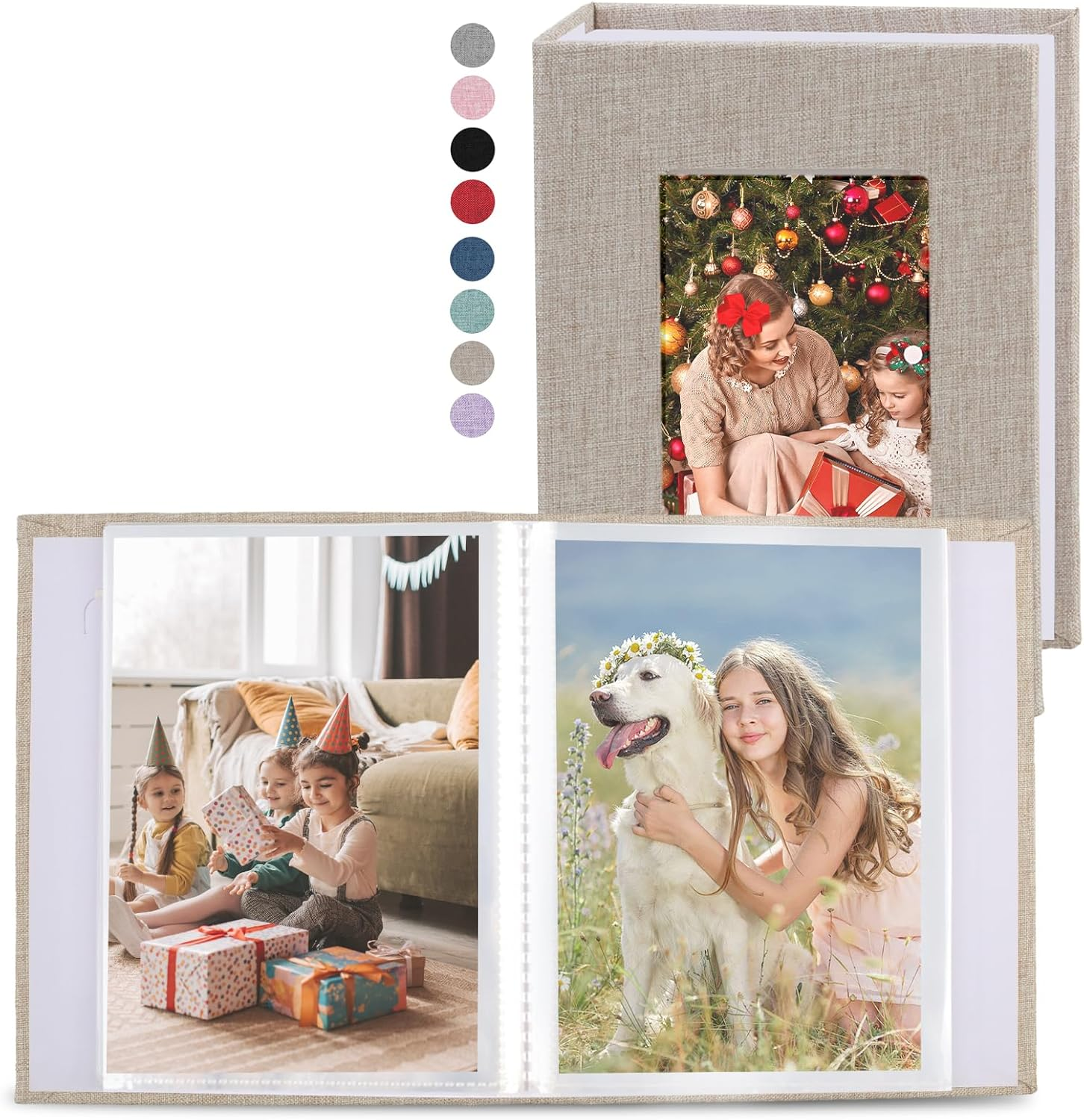 Vivinin 2 Pack Photo Album 4X6, Linen Cover Photo Album, Small Photo Album Book for 36 Pockets Hold 72 Pictures, Picture Book for Photos Family Anniversaries Baby Vacations（Gray)