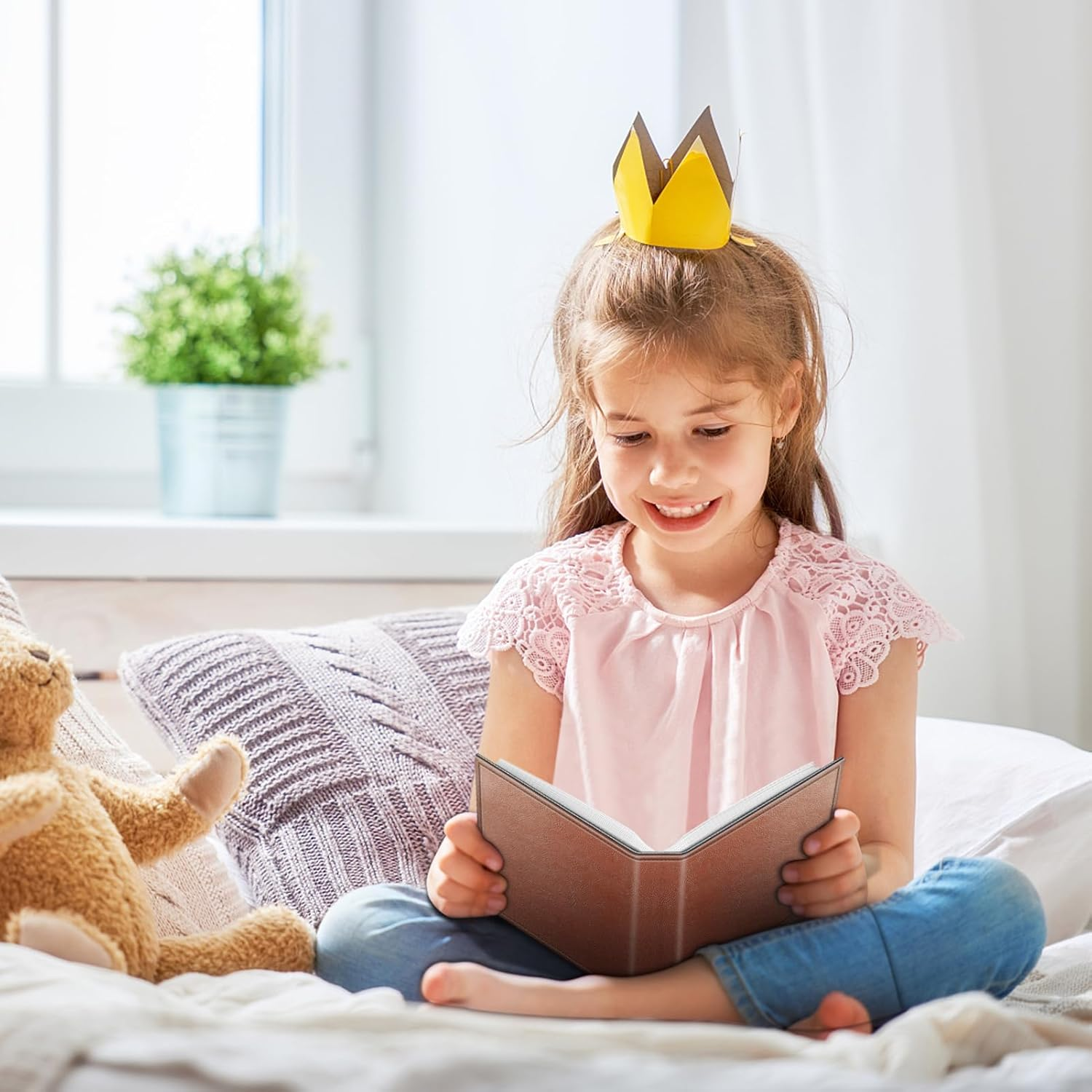 Fintie Photo Album 4X6 Photos - 52 Photos Small Mini Capacity Premium Vegan Leather Cover Photo Album, Portable Wallet Photo Album for Family Wedding Boys Girls, Vintage Brown - Bloom image number 2