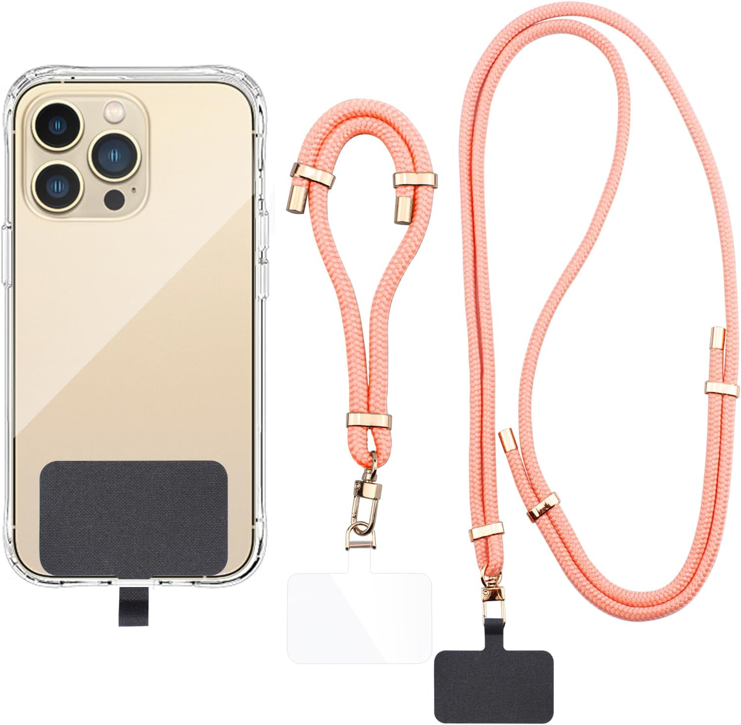 2 Pads Phone Lanyard, H HOME-MART Adjustable Crossbody Cell Phone Strap Universal Phone Wrist Lanyard 2Pcs Phone Patch Tether Tab for Most Smartphones Cell Phone Accessories image number 3