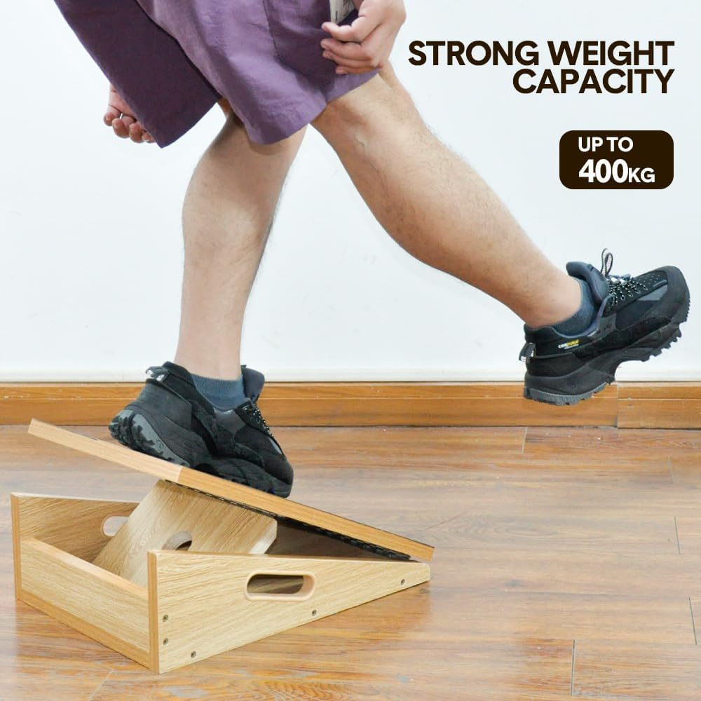 ALSTON Wooden Slant Exercise Board Calf Stretcher Non-Slip Stretching Board with 5 Adjustable Incline Levels for Calf Stretching Rehabilitation Physical Therapy image number 2