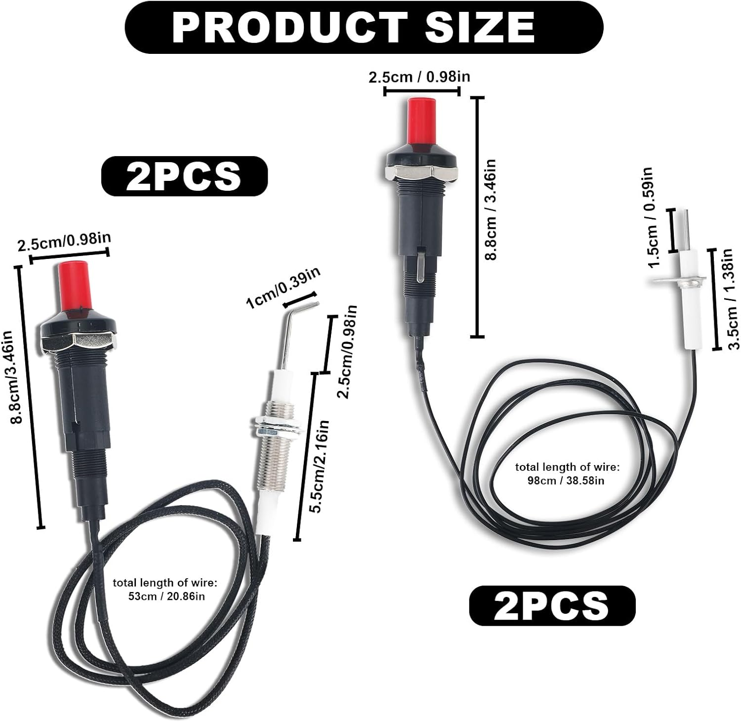 4Pcs Propane Push Button Piezo Igniter Kit, with Ceramic Electrode & Long Wire, Piezo Spark Igniter for Oven Fireplace Gas Grill Heater Stove image number 5