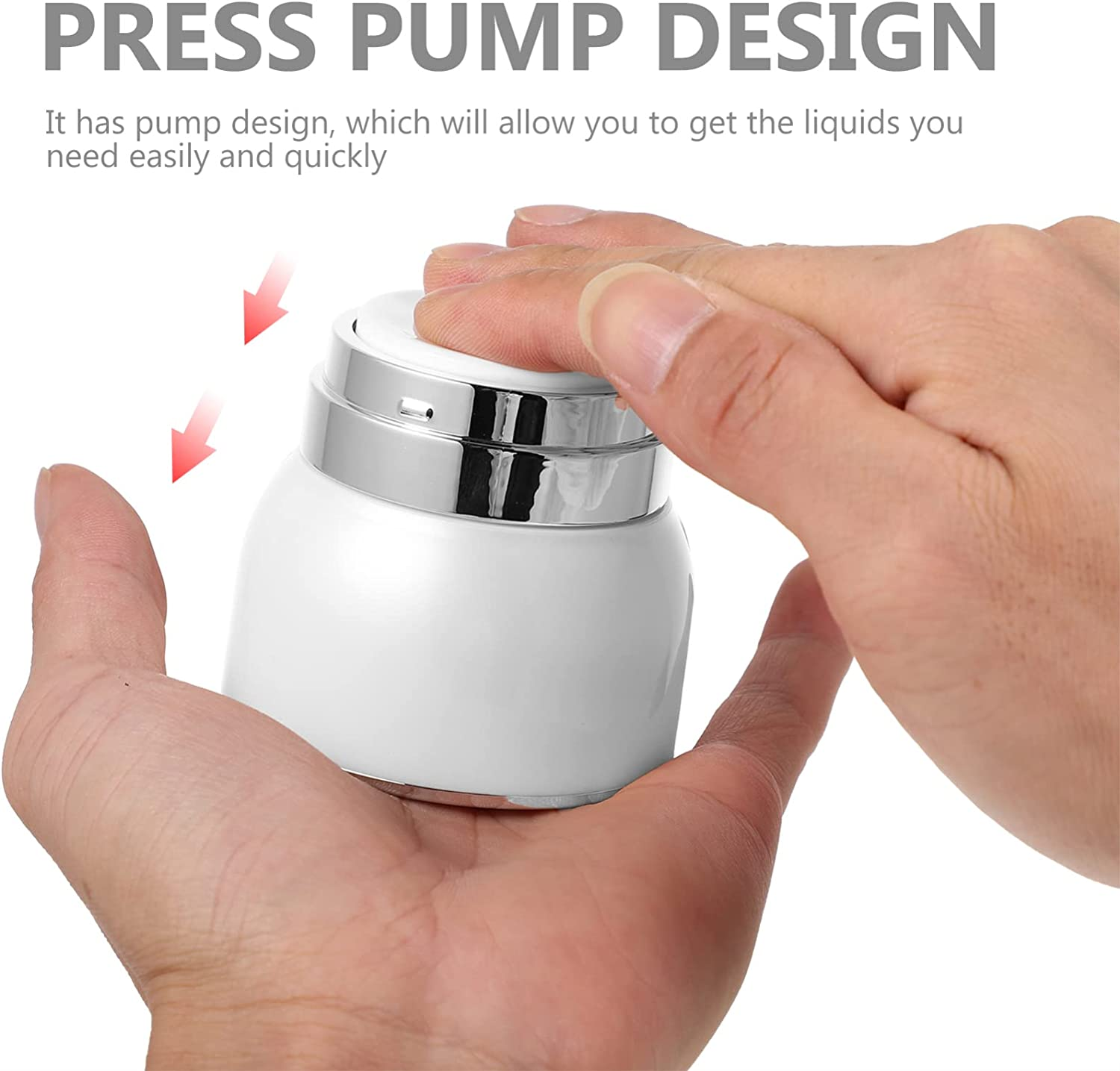 Lurrose Travel Skincare Containers 2Pcs Airless Pump Jars Lotion Dispenser with Pump Acrylic Airless Cosmetic Container for Toiletries Moisturizer Cream, 30Ml Travel Toiletries Containers image number 4