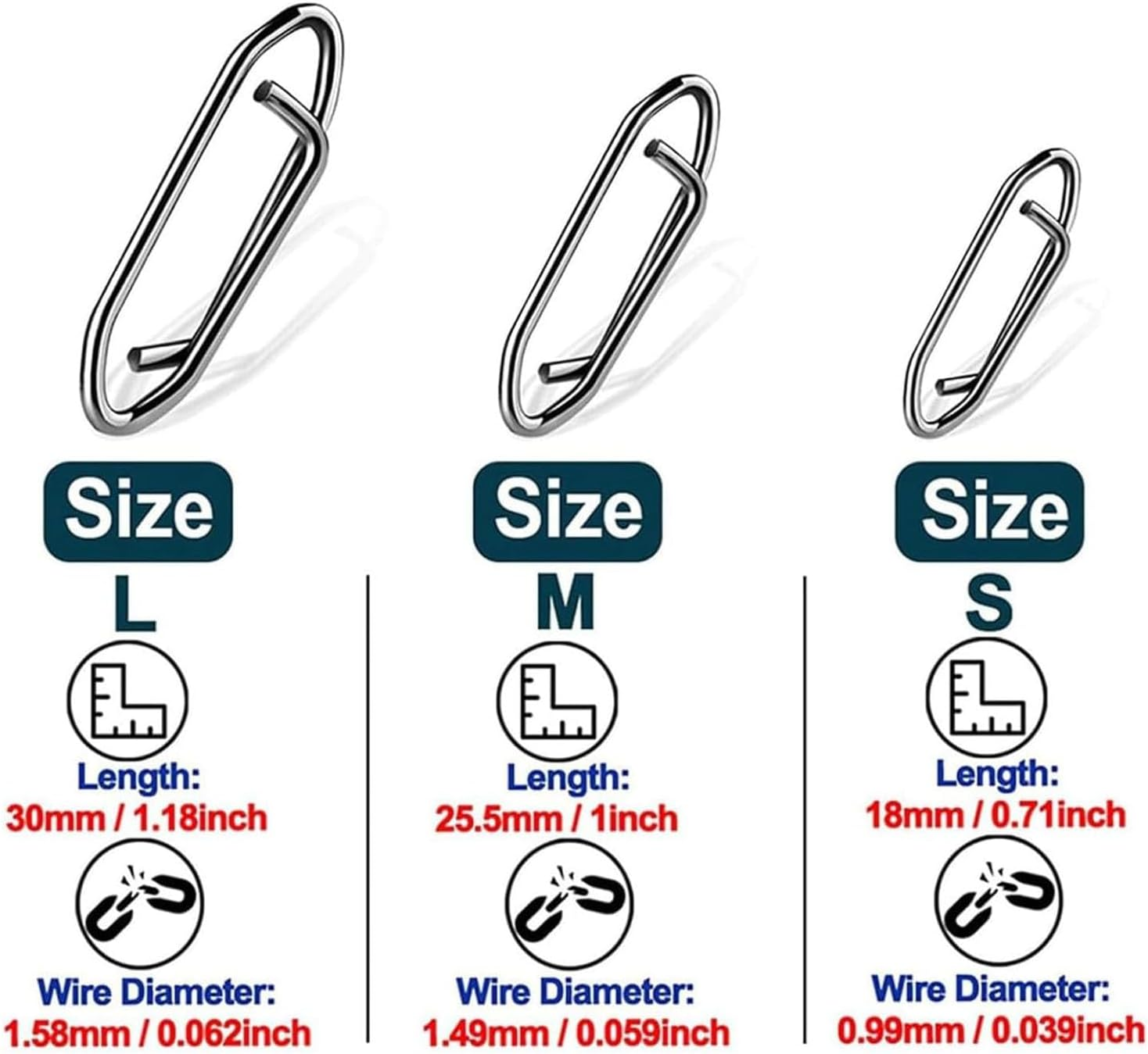 Songholee Fishing Line Snaps, Wanfoou 60Pcs Fishing Power Clips,Power Fishing Clips Snaps Quick Change, Stainless Steel Swivels Clips Quick Change Lure Connector for Fishing Enthusiast