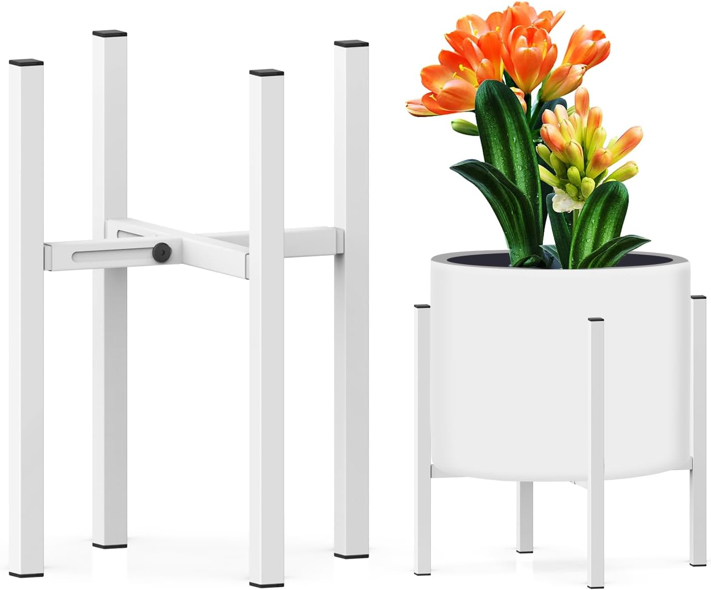 Plant Stand for 8"-12" Plant Pot Indoor Outdoor Corner, Adjustable Metal Heavy Duty for Large Pot (Black 1 Pack) image number 1