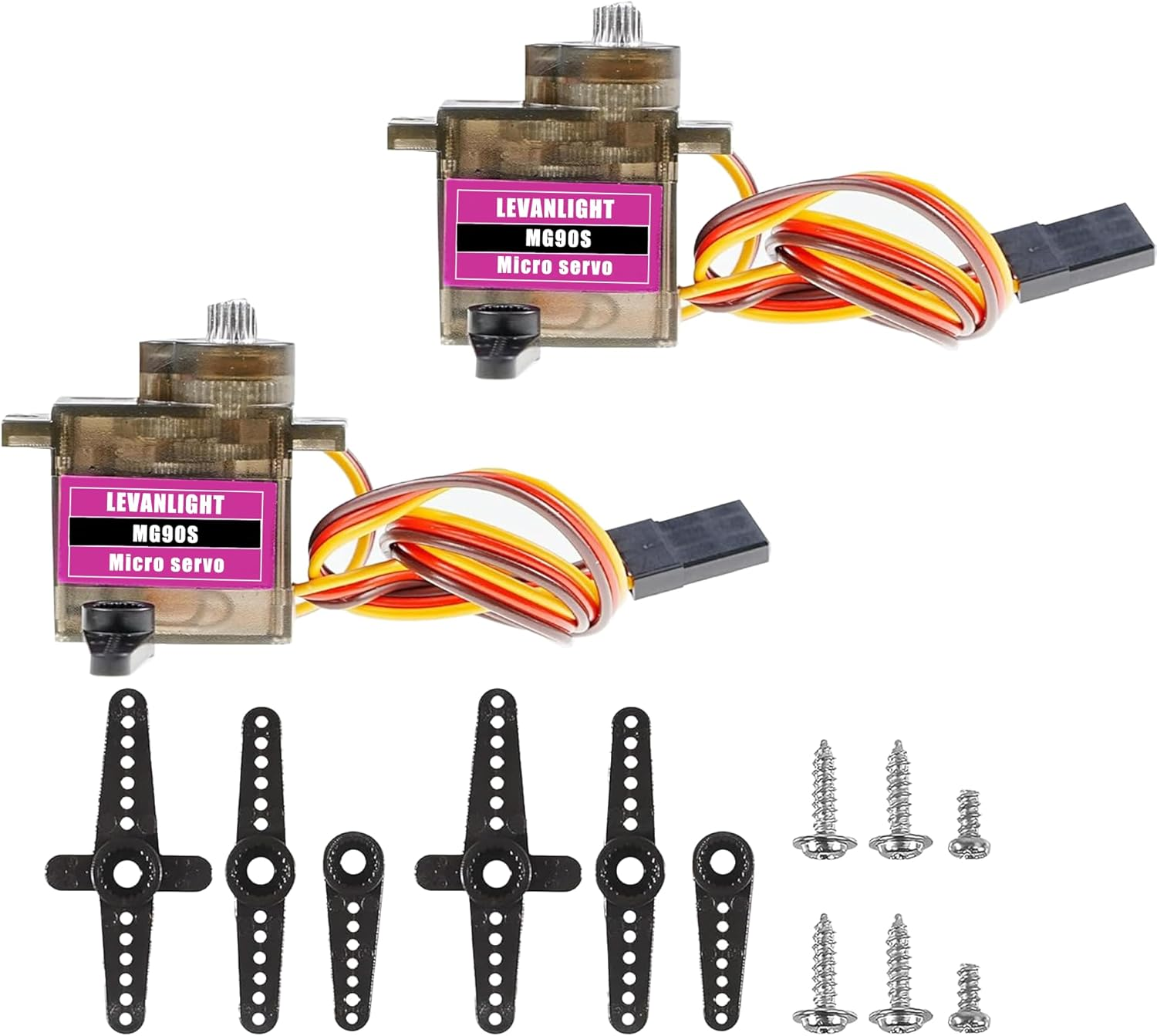 2Pcs MG90S Miniature High-Speed Servo Motor 180 &deg; Rotating Mini Metal Gear Motor Kit for RC Automotive Robot Helicopter Arduino Project(2Pcs MG90S)