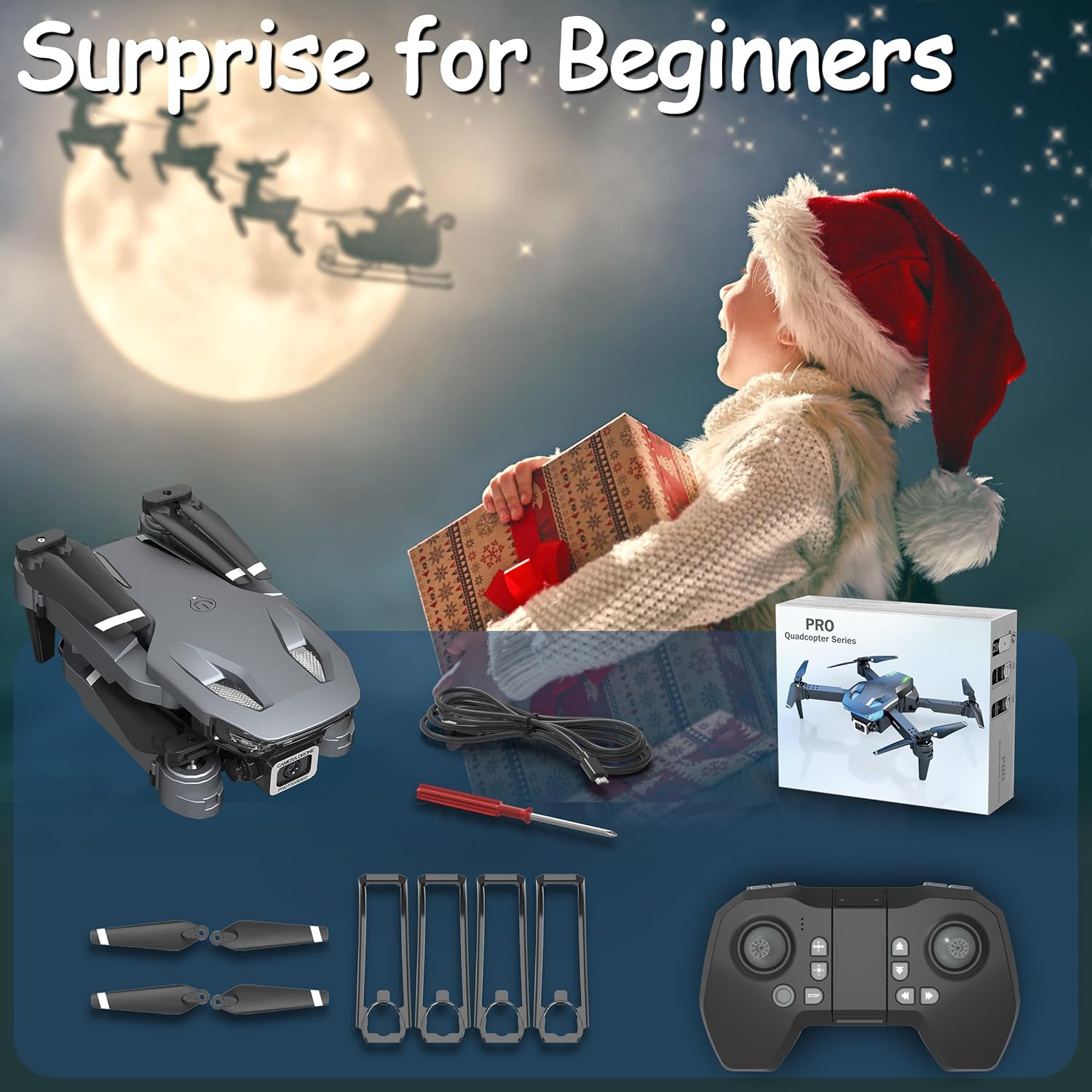 Drone with 4K Camera for Kids/Adults/Beginners | Wipkviey T28 Foldable RC Quadcopter Toys, Birthday Present for Boys Girls with 26-30 Mins Flight (W/2 Modular Batteries and Carrying Case) image number 1