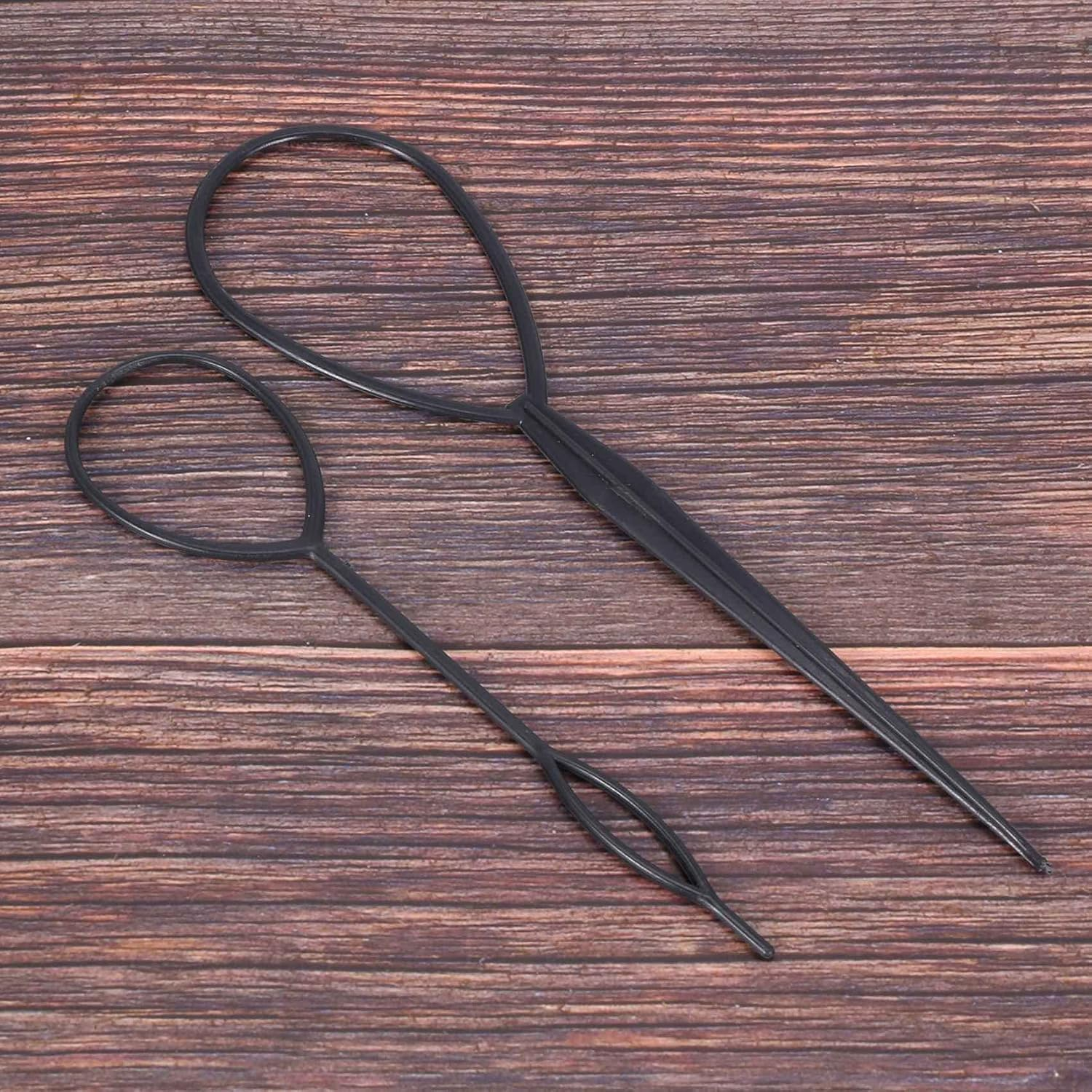 2 Pieces Dark Topsy Tail Hair Turner Styler Hairstyle Aid Hair Twister Loop Black Hair Bobbles Hair Accessories image number 5