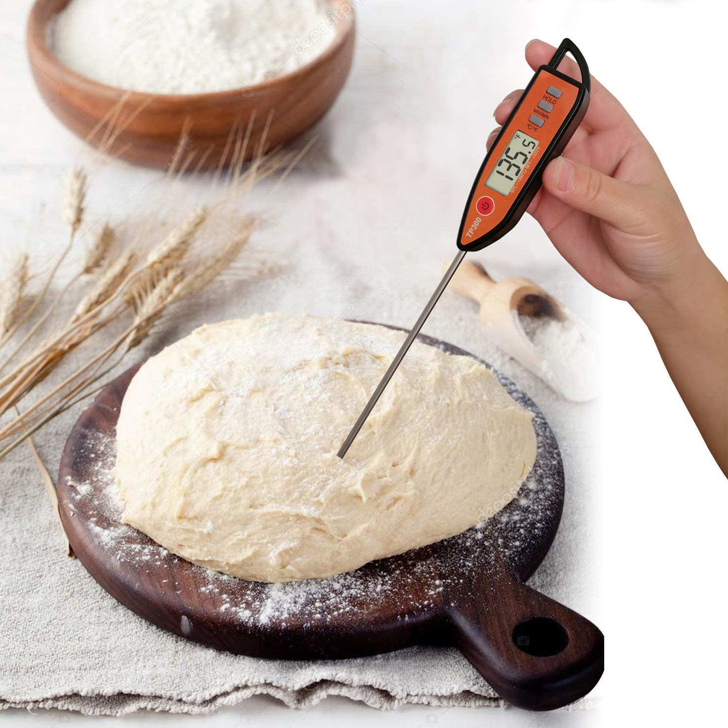 Digital Meat Food Thermometer for Cooking Kitchen BBQ Grill, Probe Instant Read Thermometer for Candy Candle Pork Milk Deep Fry Roast Baking Temperature (Black) - White image number 2