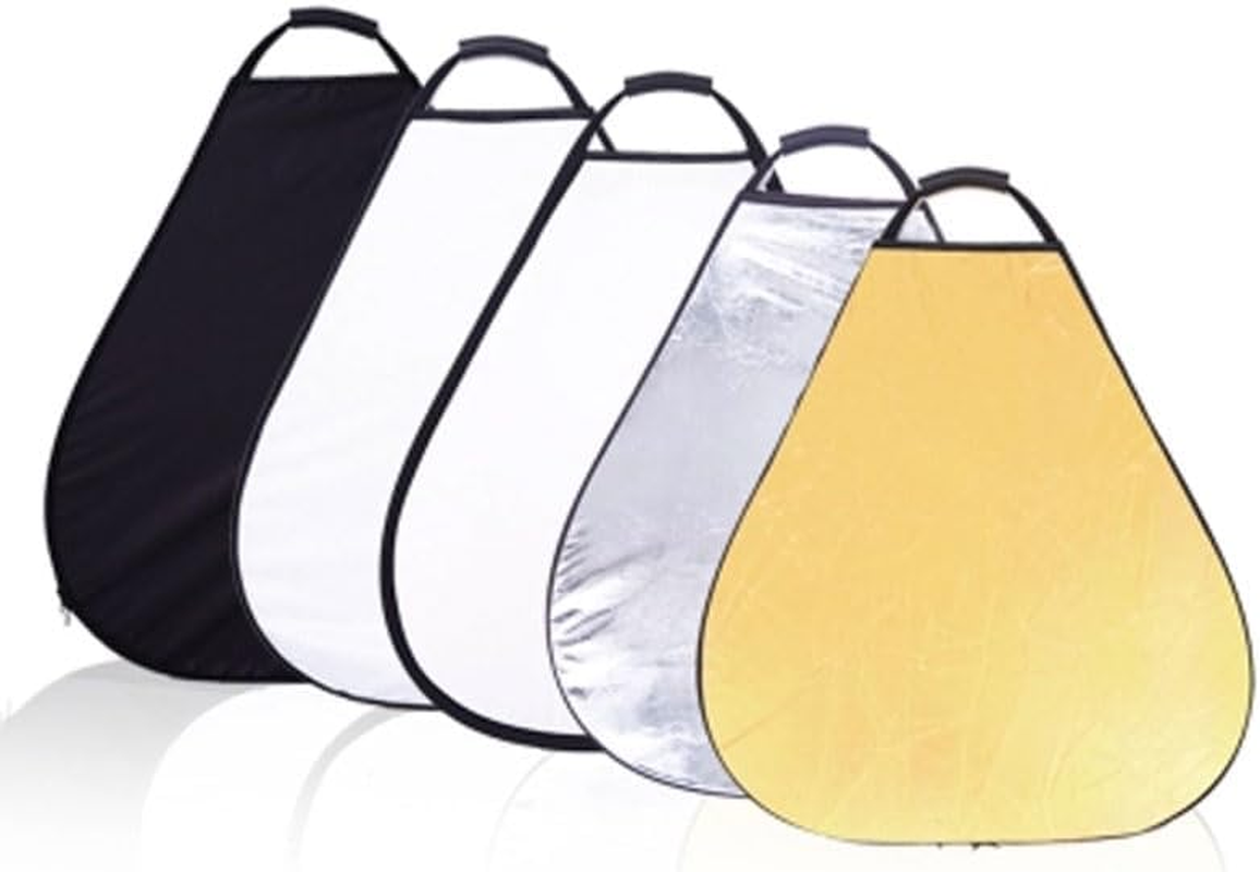 REFLEX CAMERA 5-In-1 Triangle Photography Reflector 30Cm (11.8In) | Gold Silver White Transparent Black | Single-Hand Grip | Portable Durable Light Reflector with Carrying Case (80Cm (31.5In))