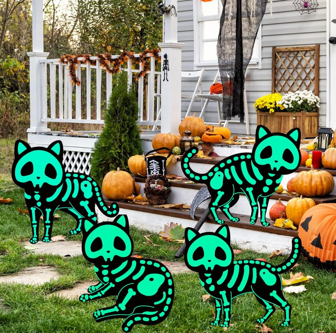 Halloween Decoration Outdoor - Reflective Black Cat for Halloween Yard Sign and Halloween Party Decoration - Halloween Reflective Cat for Luminous Decoration, Holiday Decoration, Scary Yard Sign, Holiday Party Props (4PCS) image number 3