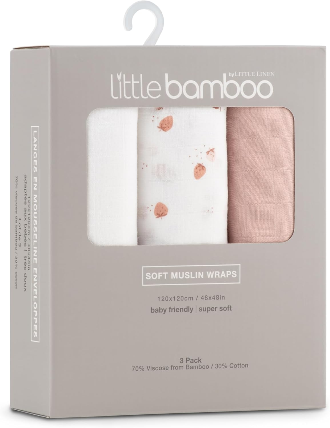 Little Bamboo Muslin Wraps 3Pk - Dusty Rose image number 3