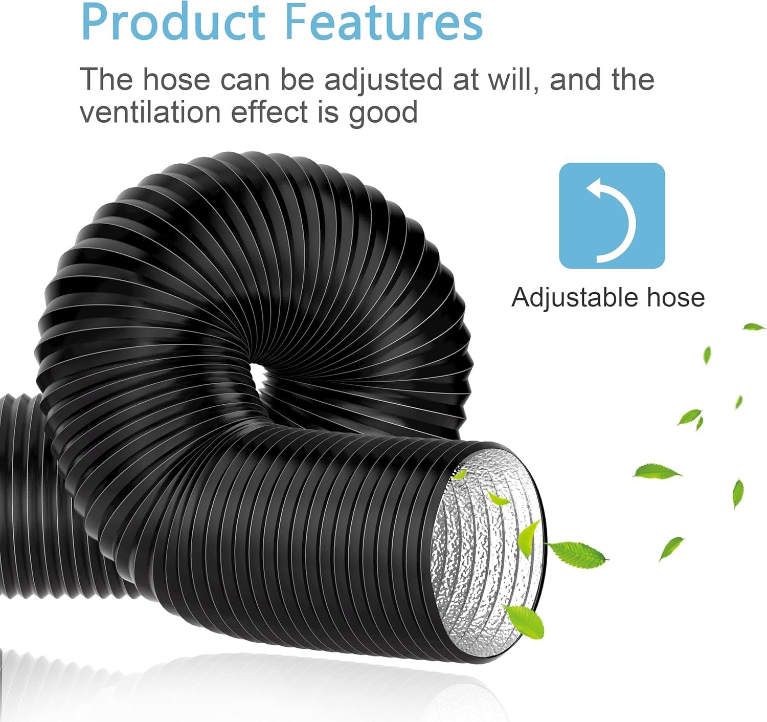 Hon&Guan 75Mm Flexible Ducting, 2.5M Long Dryer Vent Hose, Air Duct for HVAC Ventilation, Grow Tents, Kitchen (3", 8 FT) image number 6