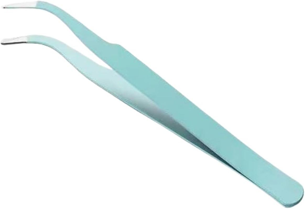 2 Pcs Tweezers,Straight Curved Tweezers,Sticker Tweezers,Craft Tweezers,For Small Gardening and Kitchen,Diy Art,Mint Green image number 5