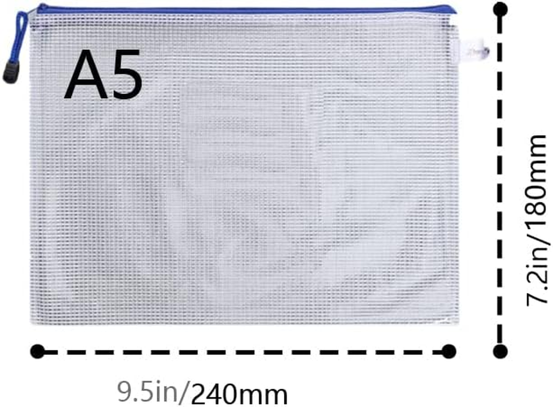 20Pcs A5 Waterproof Bag Document Bag,Clear Zipper Bags Ues for Home,Office, Business Travel image number 1