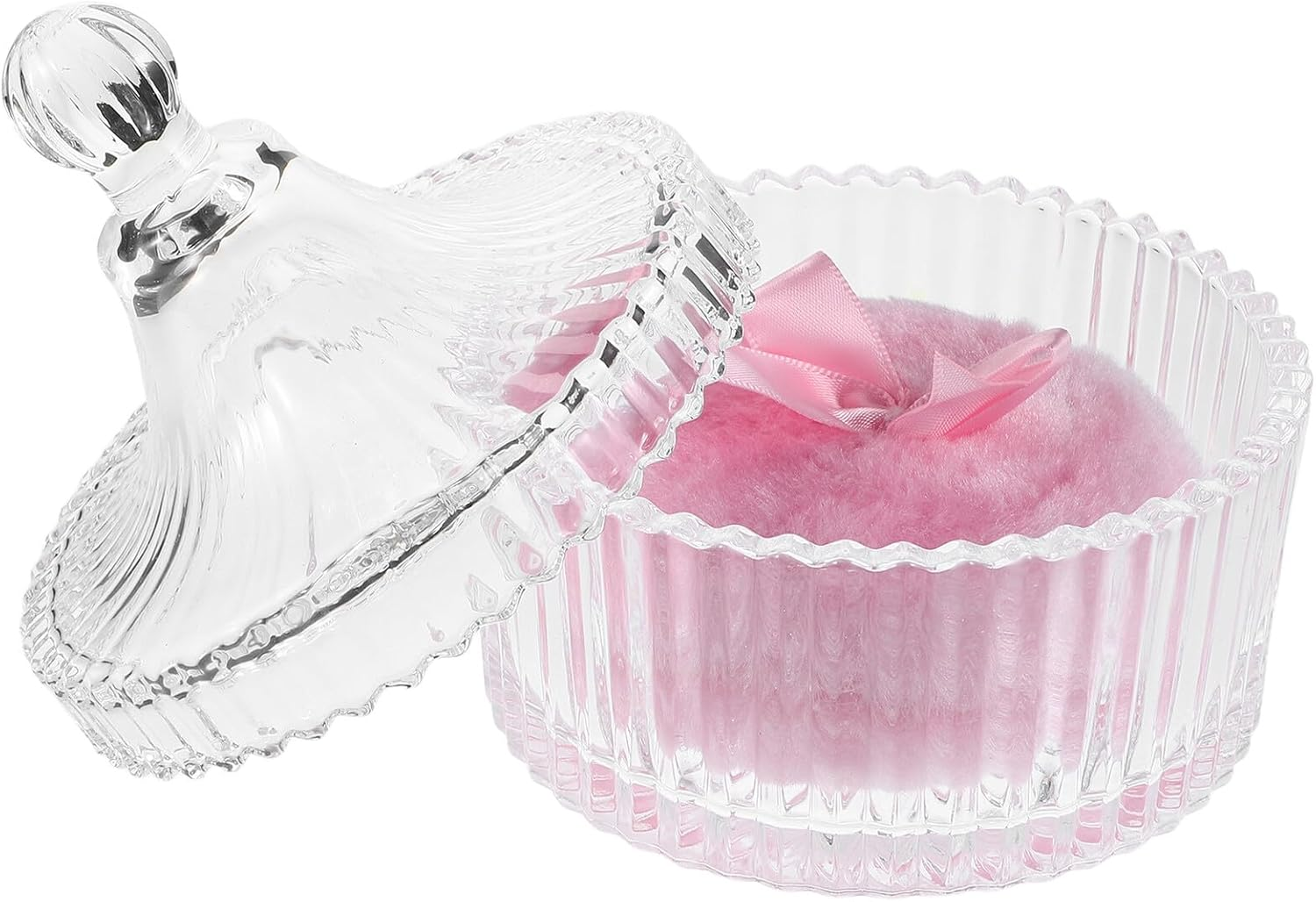 HINTRMENT Extra Large Reusable Body Duster Puff with Ribbon Soft Long Fluffy Powder Puff for Face and Body Oversized Makeup Applicator with Glass Container for Women image number 6