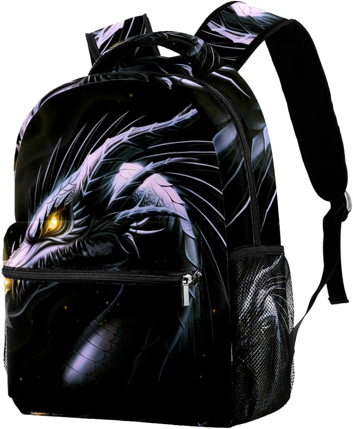 Black Dragon Head on the Black Background Backpack Students Shoulder Bags Travel Bag College School Tote Backpacks image number 4