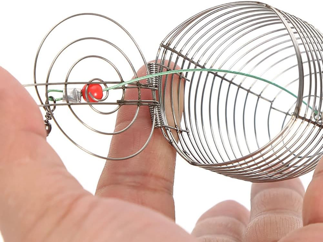 Fishing Bait Trap Cage, Stainless Steel Fishing Trap Basket Feeder Holder Perch Traps for Bait Fishing Tools Lure Cage Accessories for Fishing Enthusiasts, Medium image number 5