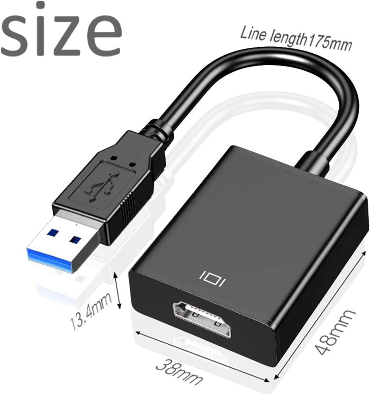 WOOTNB USB to HDMI Adapter, USB 3.0/2.0 to HDMI Cable Multi-Display Video Converter- PC Laptop Windows 7 8 10,Desktop, Laptop, PC, Monitor, Projector, Hdtv.[Not Support Chromebook] image number 5