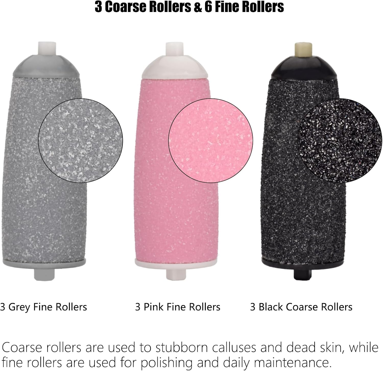 9 Pack Replacement Rollers Extra Coarse Rollers for Feet Roller Refill Heads Compatible with Finishing Touch Flawless Pedi Electric Tool File