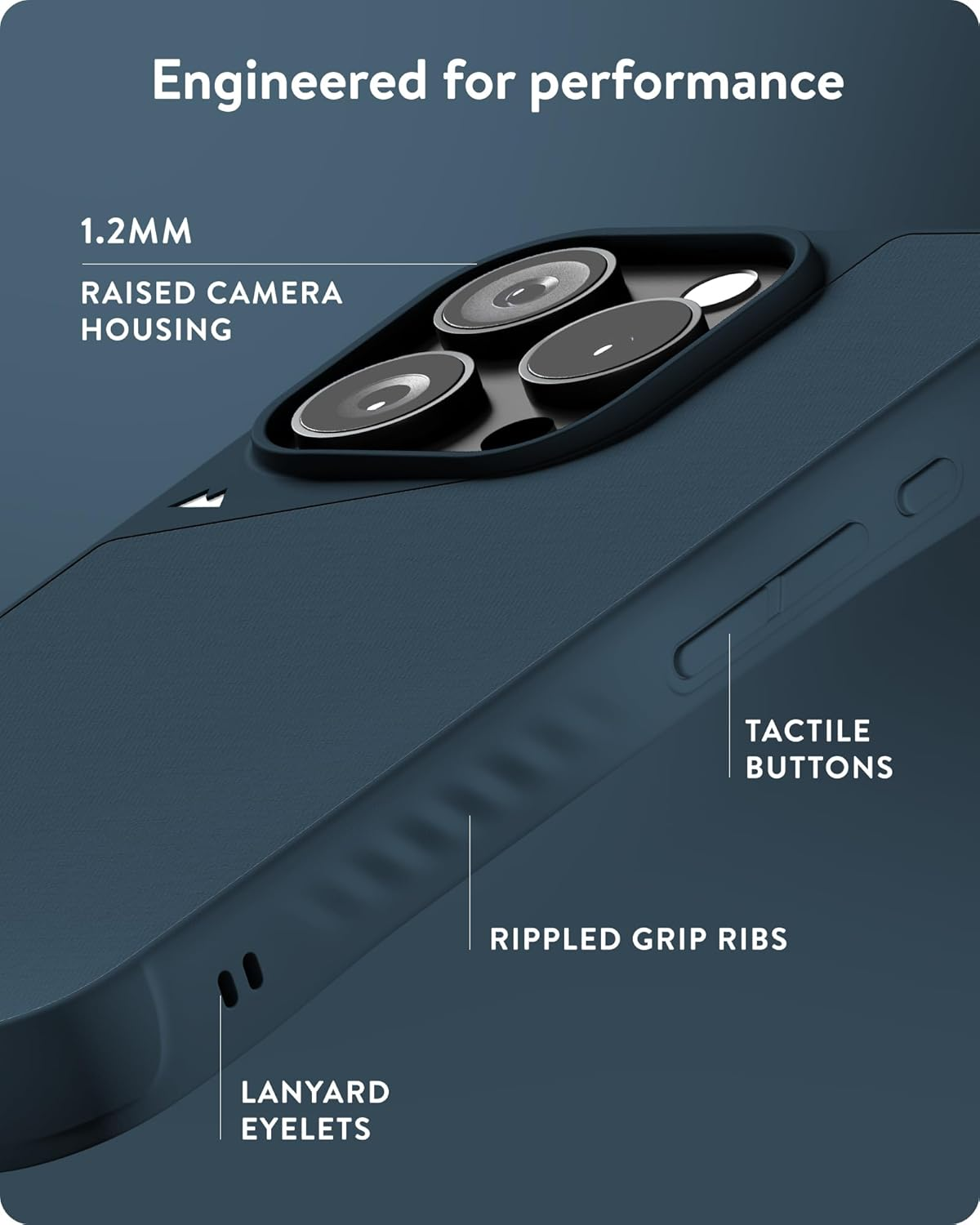 Mous for Iphone 16 Pro Case Magsafe Compatible with Camera Control Button- Limitless 6.0 - Navy Blue - Protective Shockproof Phone Cover