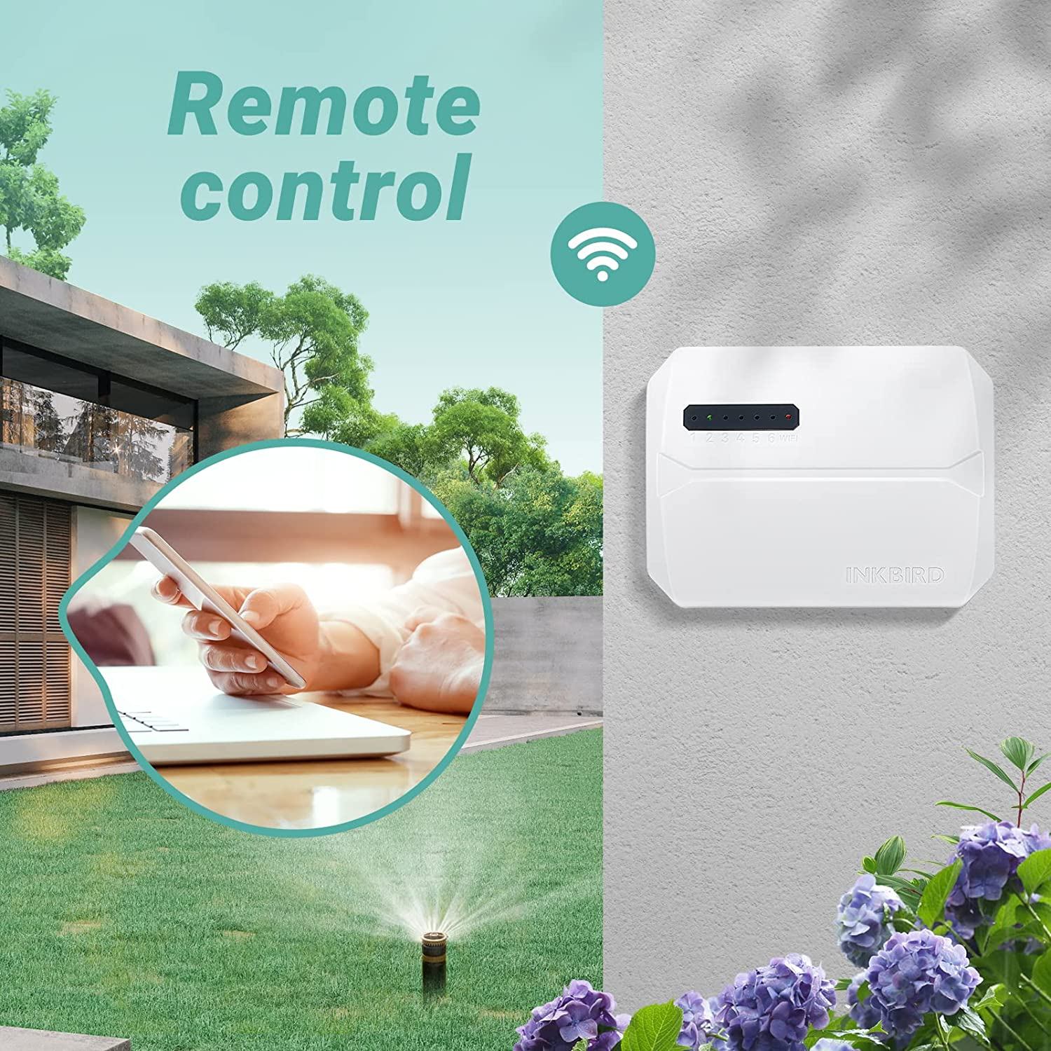 INKBIRD IIC-400-WIFI Smart Indoor Sprinkler Controller, 4 Zones, Wifi Irrigation System Controller, Free APP, Rain Skip, Automatic Watering