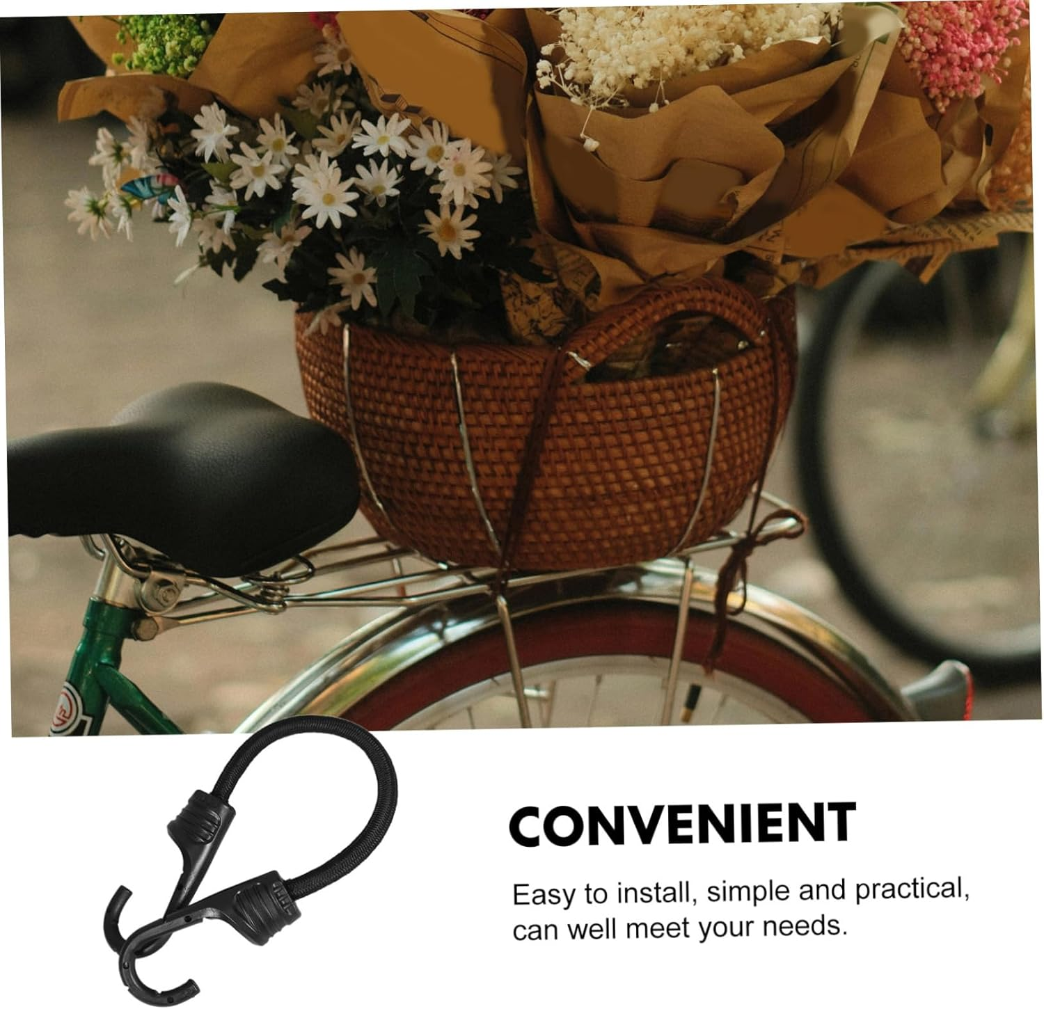 WESIEVYA 12Pcs Elastic Luggage Strap Bike Bungee Cord Hooks Car Trunk Bike Rack Secure Tie down Ropes Weatherproof for Travel image number 1