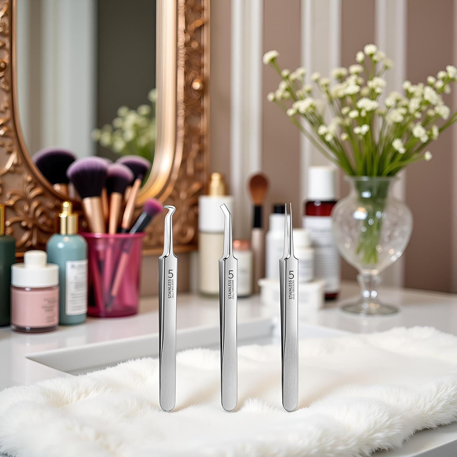 3 Pcs Silver Professional Blackhead Tweezer Professional Facial Blackhead Remover Tweezers Precision Extractor Acne Removal Kit Pimple Popper Tool with Storage Box Skin Care Tools image number 6