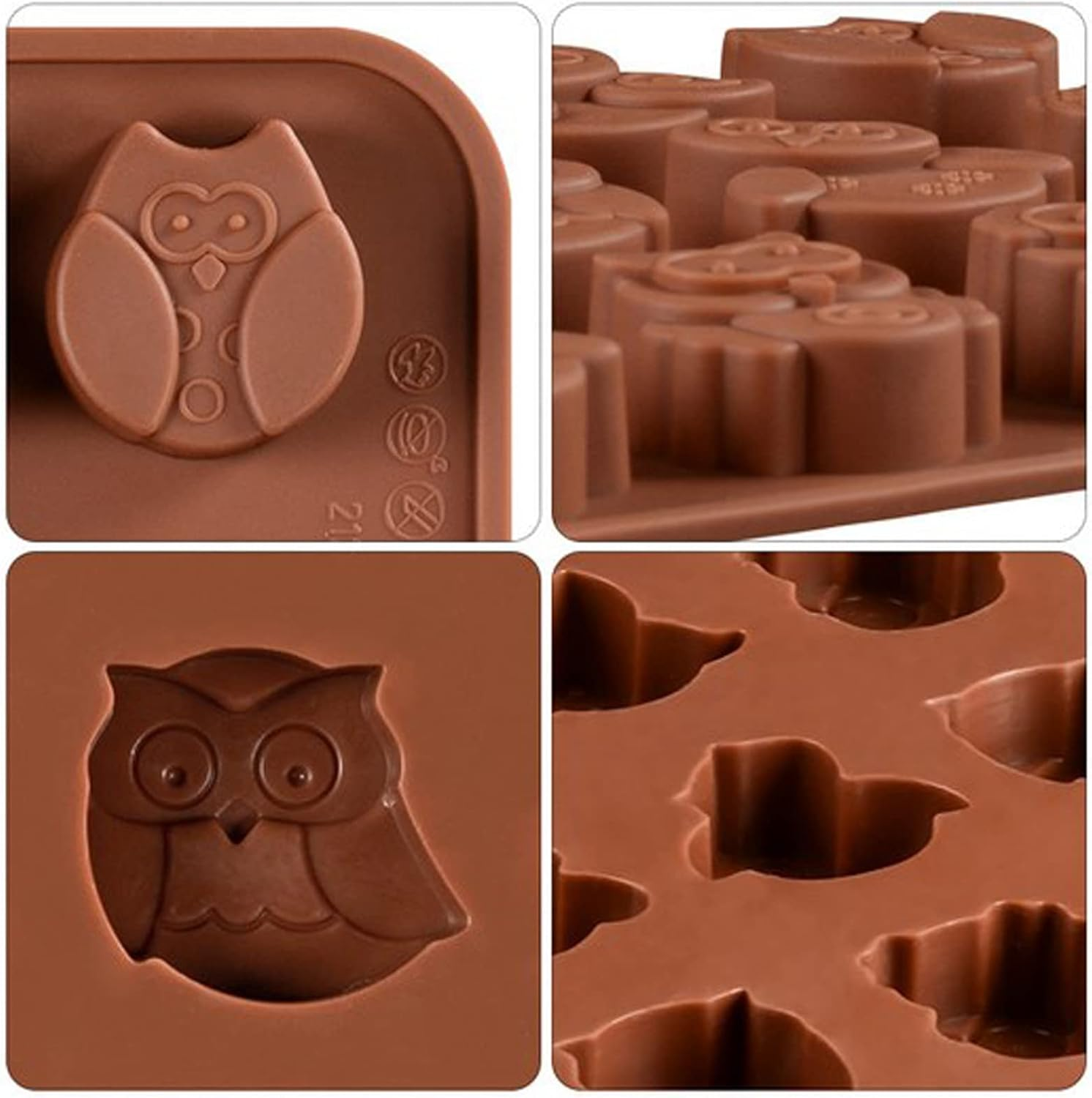Joyeee 1 Pcs Animal Chocolate Mold, Owl Candy Mold Silicone Jello Mould for Kids, Small Silicone Molds for Candy Making, DIY Homemade Gummy, Ice, Pudding, Chocolate, Soap, Wax Melt Etc - Silicone Mold 18 image number 2