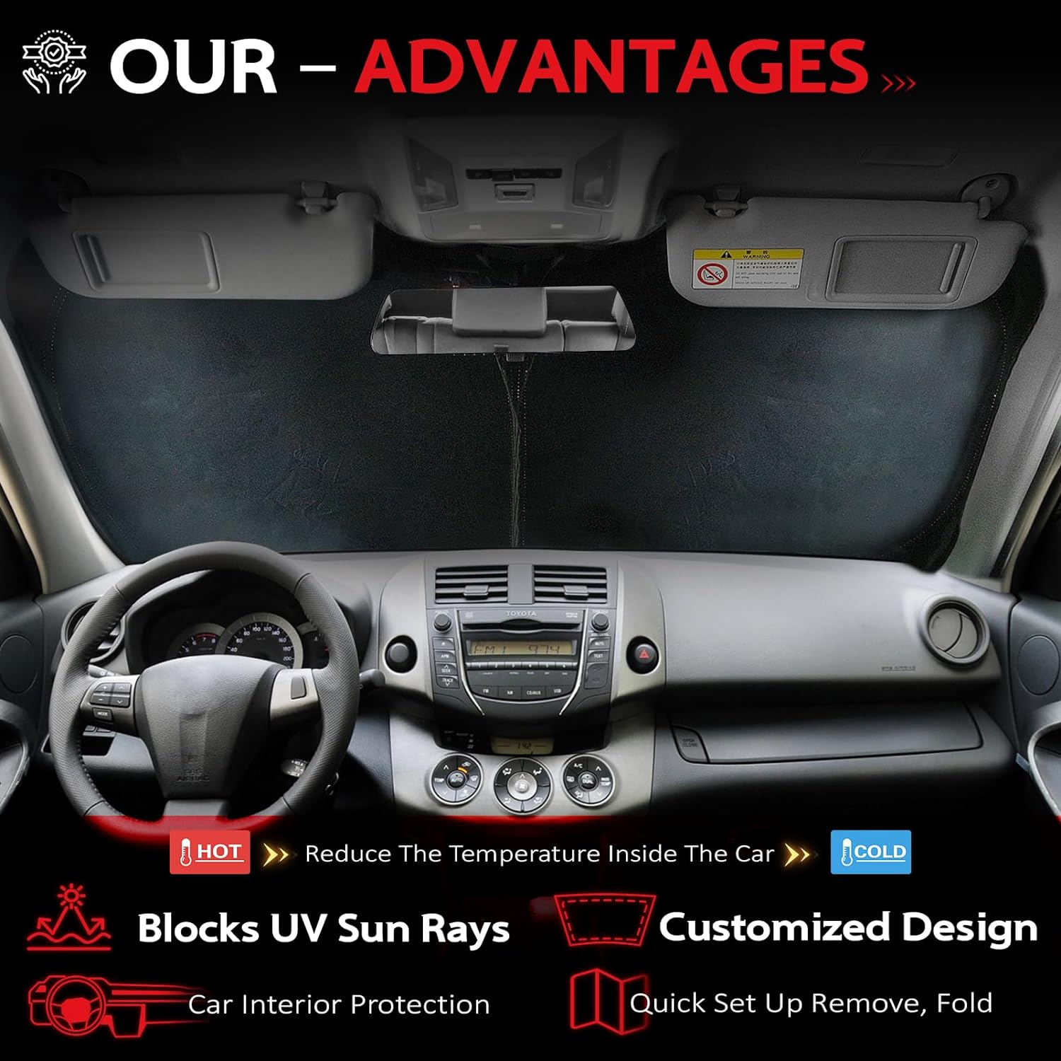 KAYZT Windshield Sun Shade for 2019-2024 Subaru Forester SUV Foldable Sunshade Front Window Custom Fit Car Accessories image number 4