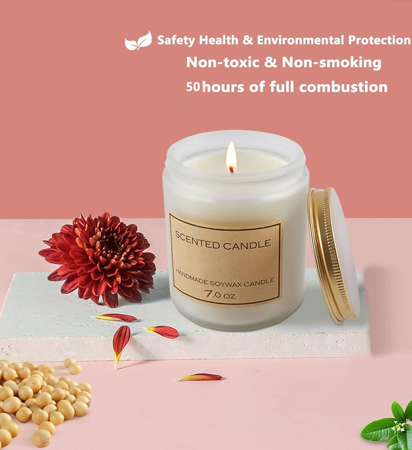 Scented Candles Gift,7Oz Natural Soy Wax Candle,Long-Lasting Aromatherapy Candle for Home Decor & Fragrance(Lavender & Lemon) image number 4