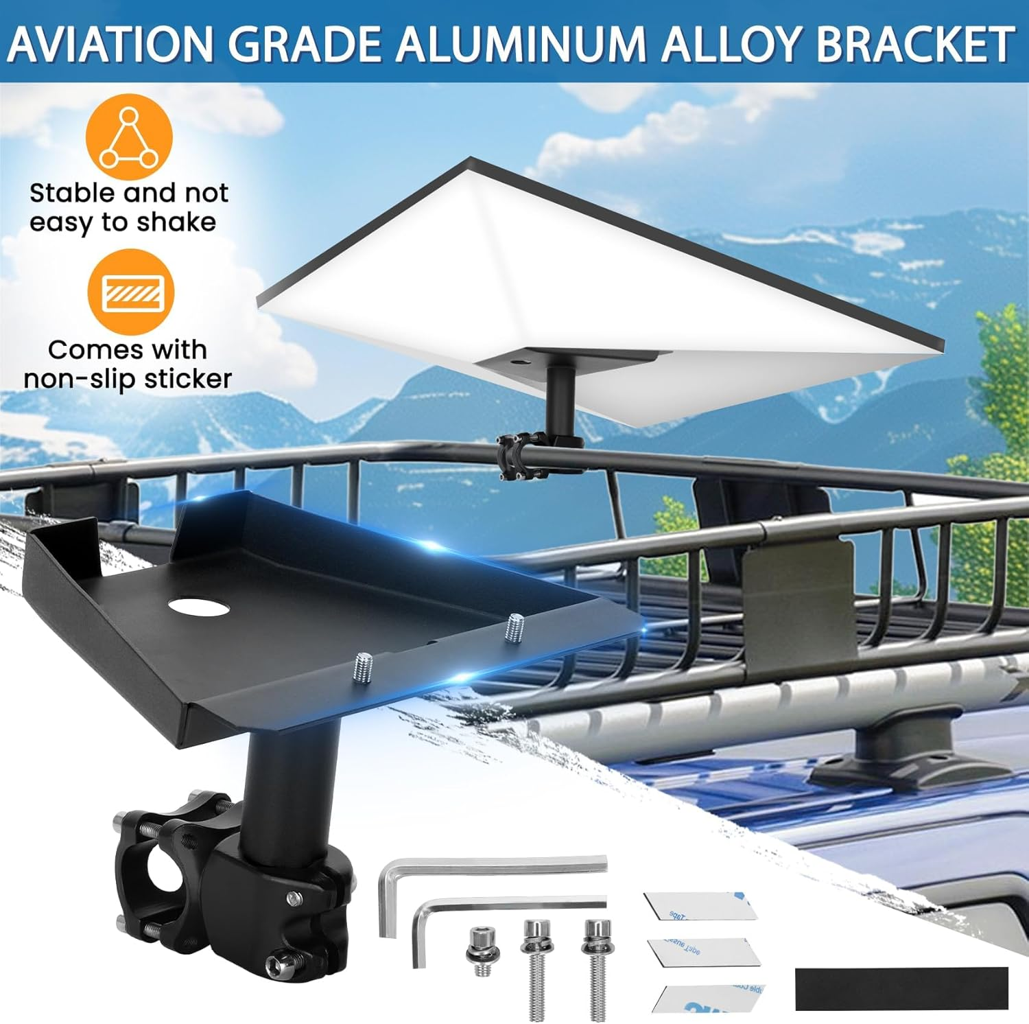 Starlink Gen 3 Roof Rack Mount, Load Capacity up to 200 Pounds, Starlink Gen 3 RV Ladder Mount, Suitable for Pipe Diameters of 0.8-1.17In, Starlink Gen 3 Mount, Suitable for Rvs, Any Horizontal Bar image number 4