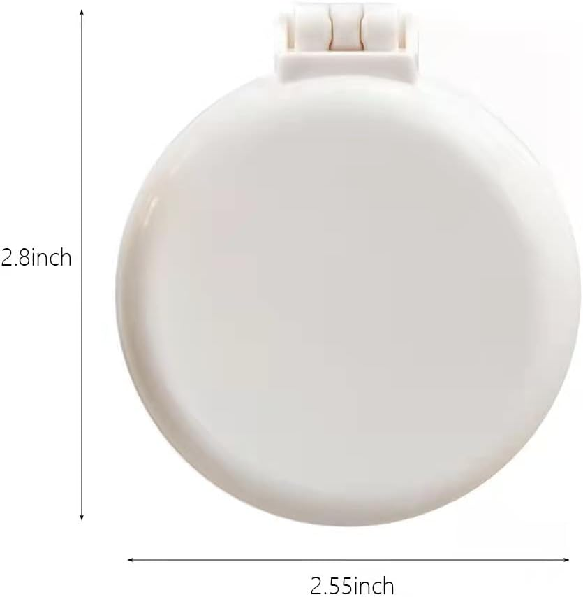 Folding Hair Brush with Mirror for Purse/Pocket,Round Mini Compact Massage Comb for Girls and Women (Black+White) - Pink+White image number 5